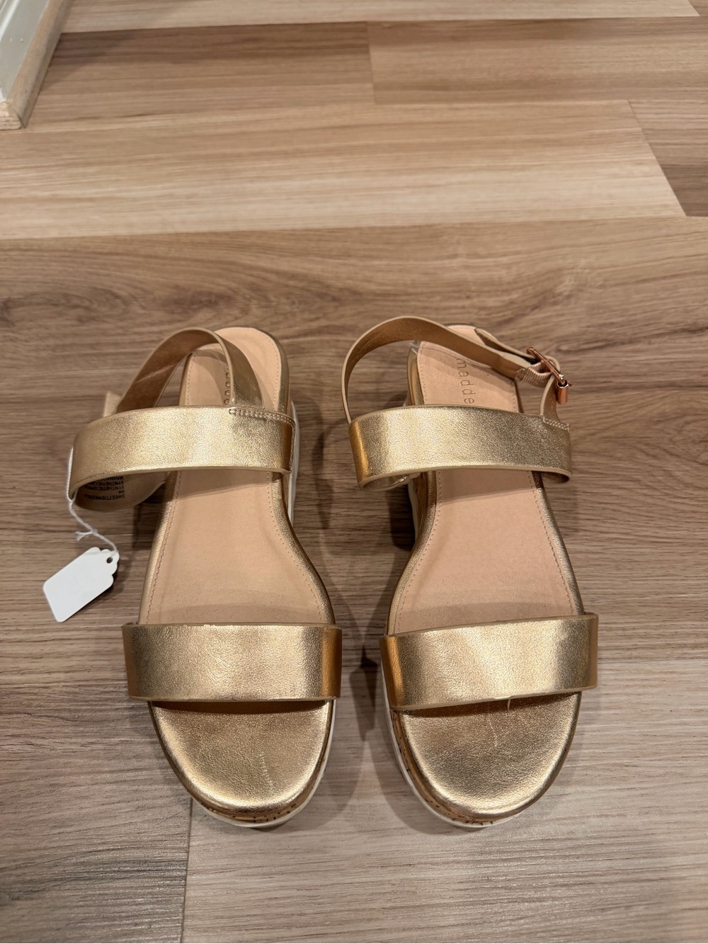Gold Leather-Strap Women’s Sandals